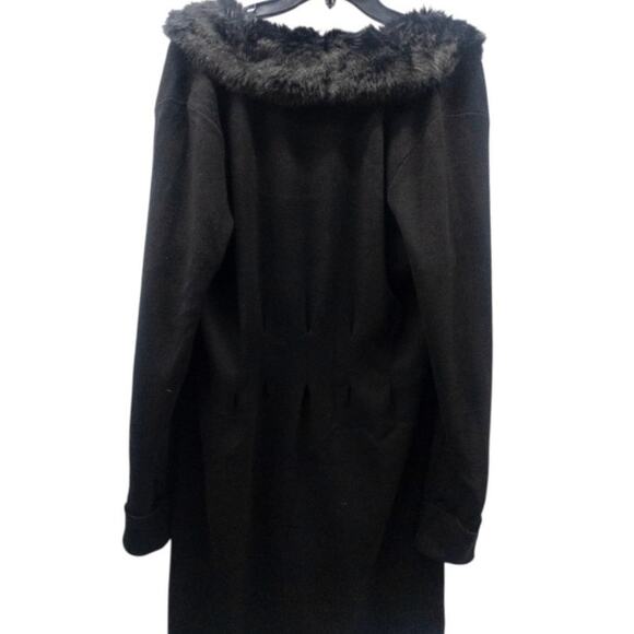 Cabi Dynasty Sweater #3679 Black Long Line Fur Collar  Cardigan Women's Large - Picture 4 of 6